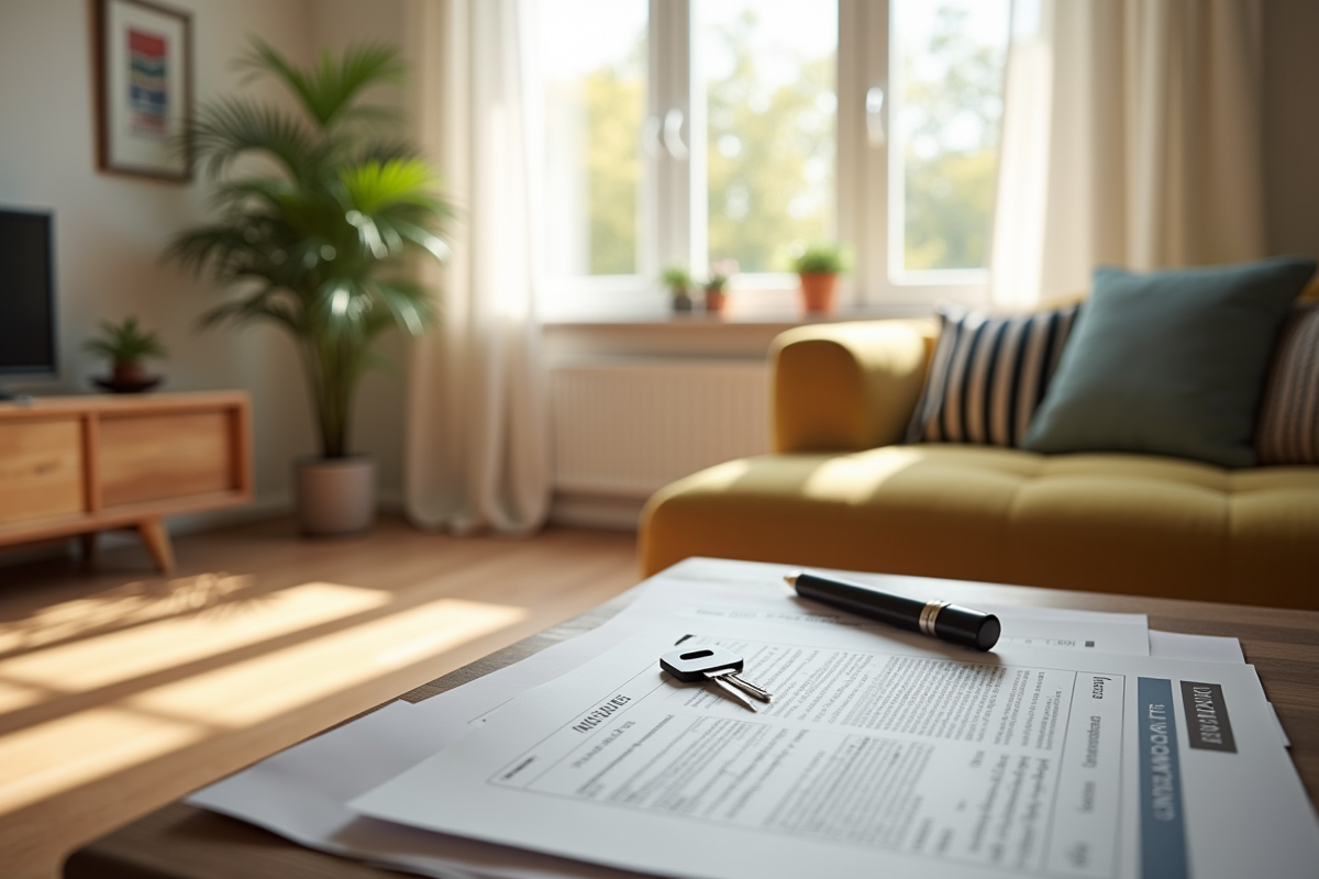 Appartement moderne lumineux avec documents d'assurance et clé