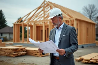 Architecte homme inspectant une maison en construction