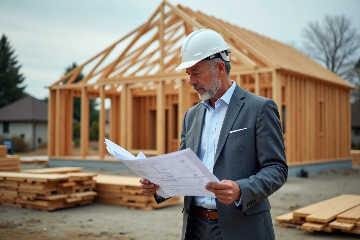 Architecte homme inspectant une maison en construction