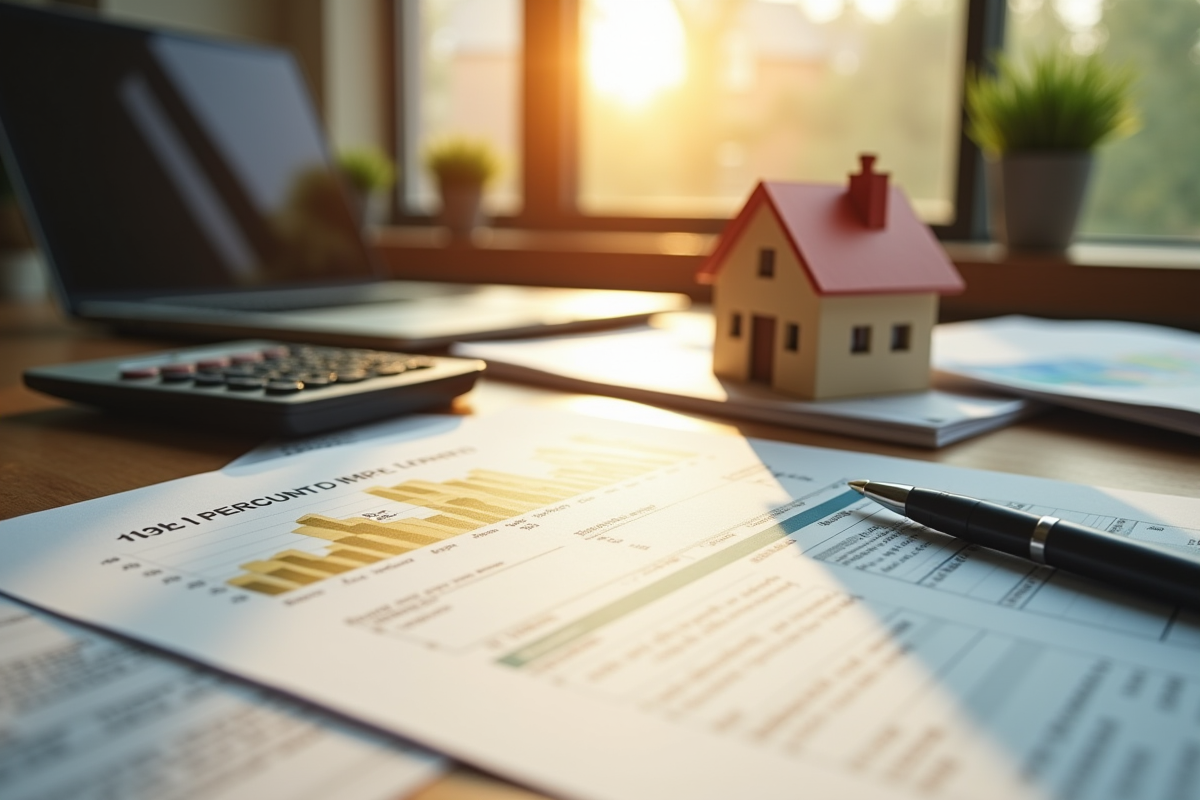 Bureau avec documents et maquette de maison pour la transaction immobiliere