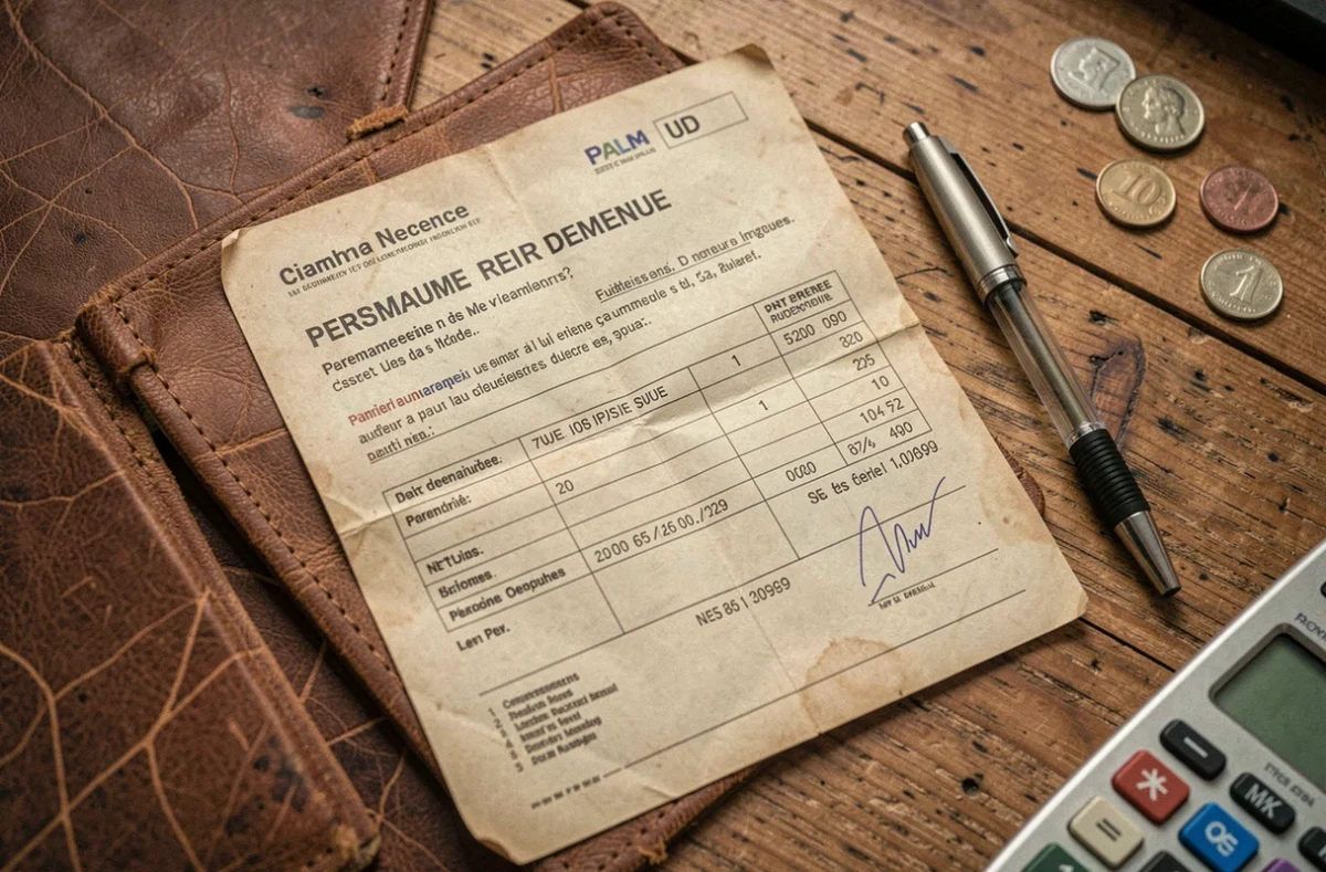 Fiche de paie au SMIC et avis de loyer impayé sur un bureau, illustrant le risque de saisie sur salaire