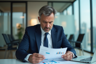 Homme d'affaires en costume dans un bureau moderne