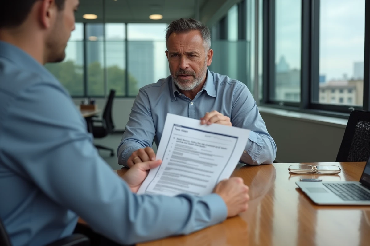 Homme discutant de documents fiscaux avec un conseiller