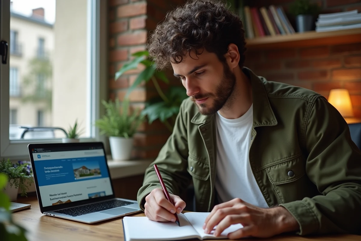 Jeune locataire consultant les droits des locataires en zone tendue sur un site gouvernemental français