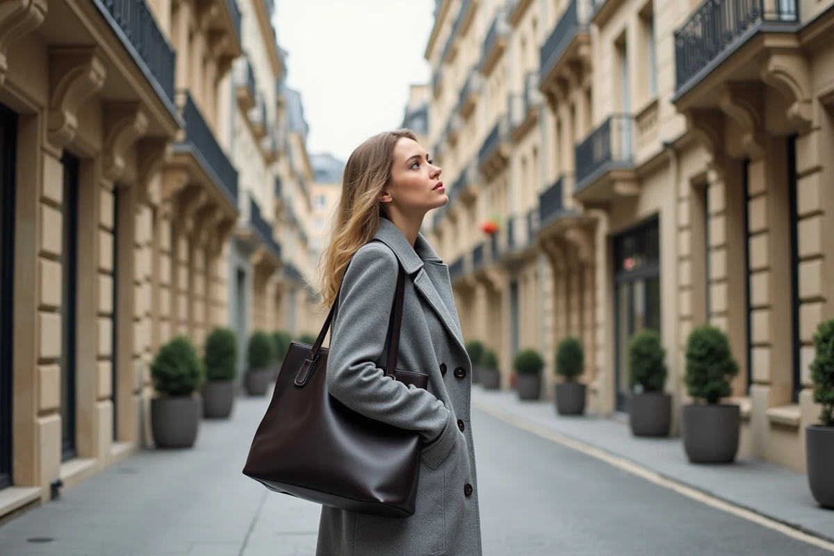 Femme professionnelle admirant un immeuble haussmannien dans le quartier Nouvelle Ville de Metz