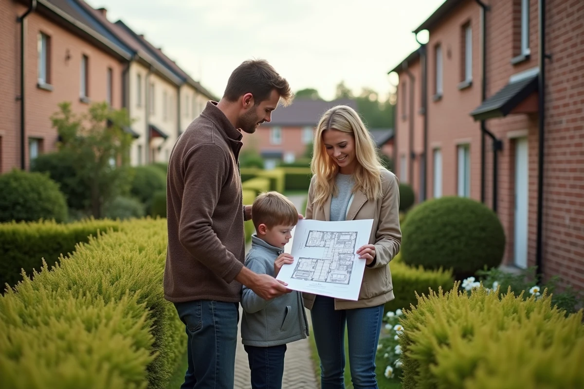 Famille devant une maison résidentielle dans le quartier Queuleu à Metz, immobilier accessible