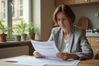 Locataire qui vérifie des documents de charges locatives après avoir quitté son logement