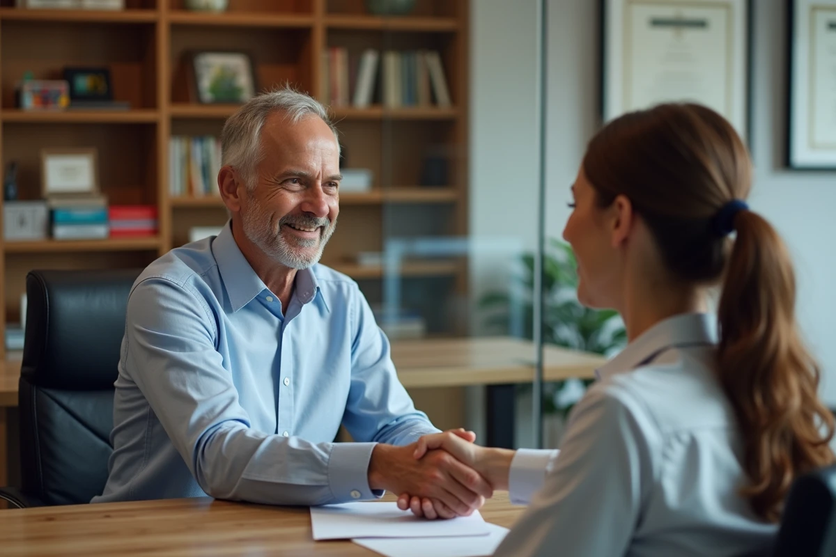 Homme en réunion avec conseiller bancaire pour un prêt immobilier