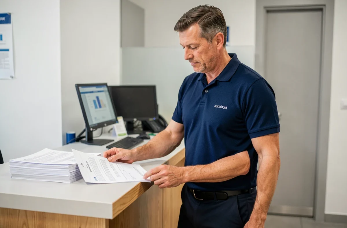 Professionnel de Sarl Upsilon dans les bureaux de la société de diagnostic immobilier